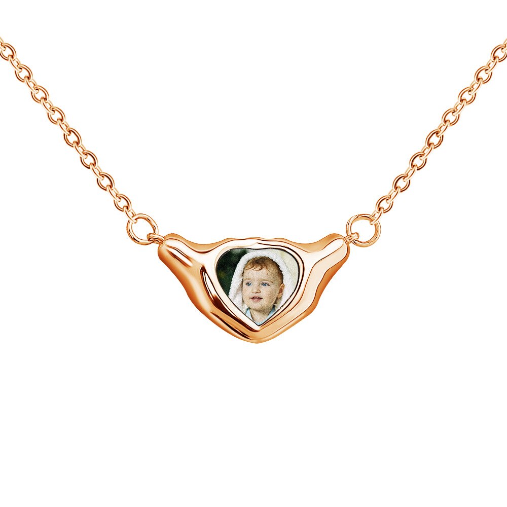 Heart Shaped Pendant Copper Personalized Colorful Baby Children's Photo Necklaces