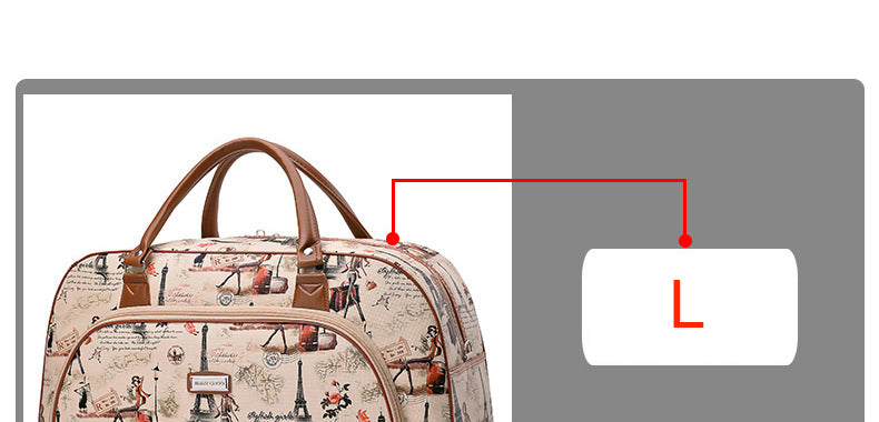 Women Travel Bags PU Leather Large Capacity Waterproof Print Luggage Duffle Bag