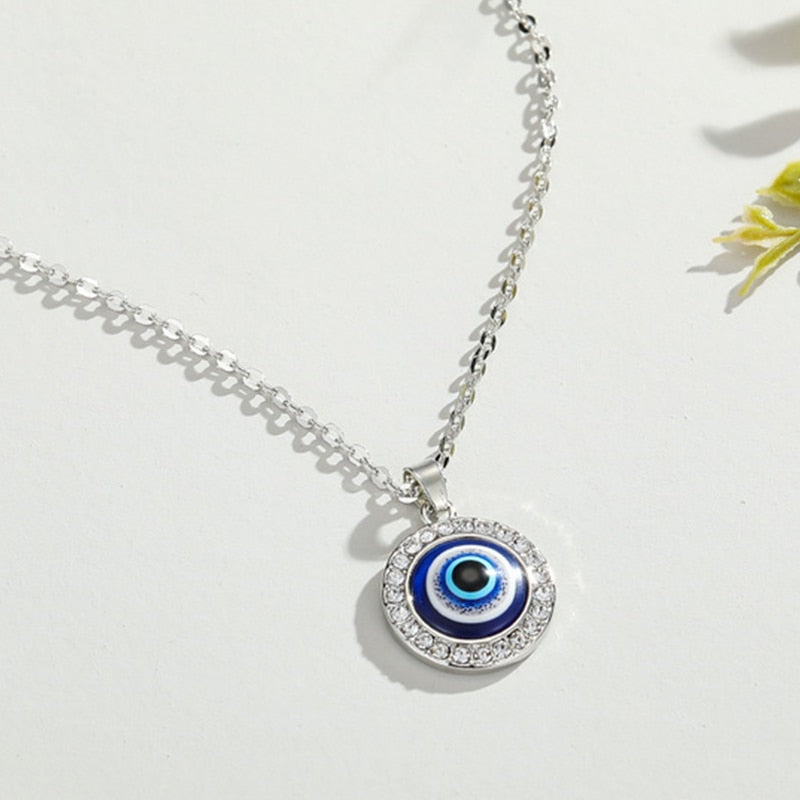 Turkish Evil Eye Pendant Choker Necklace Lucky Blue Evil Eyes Clavicle Chain Necklace