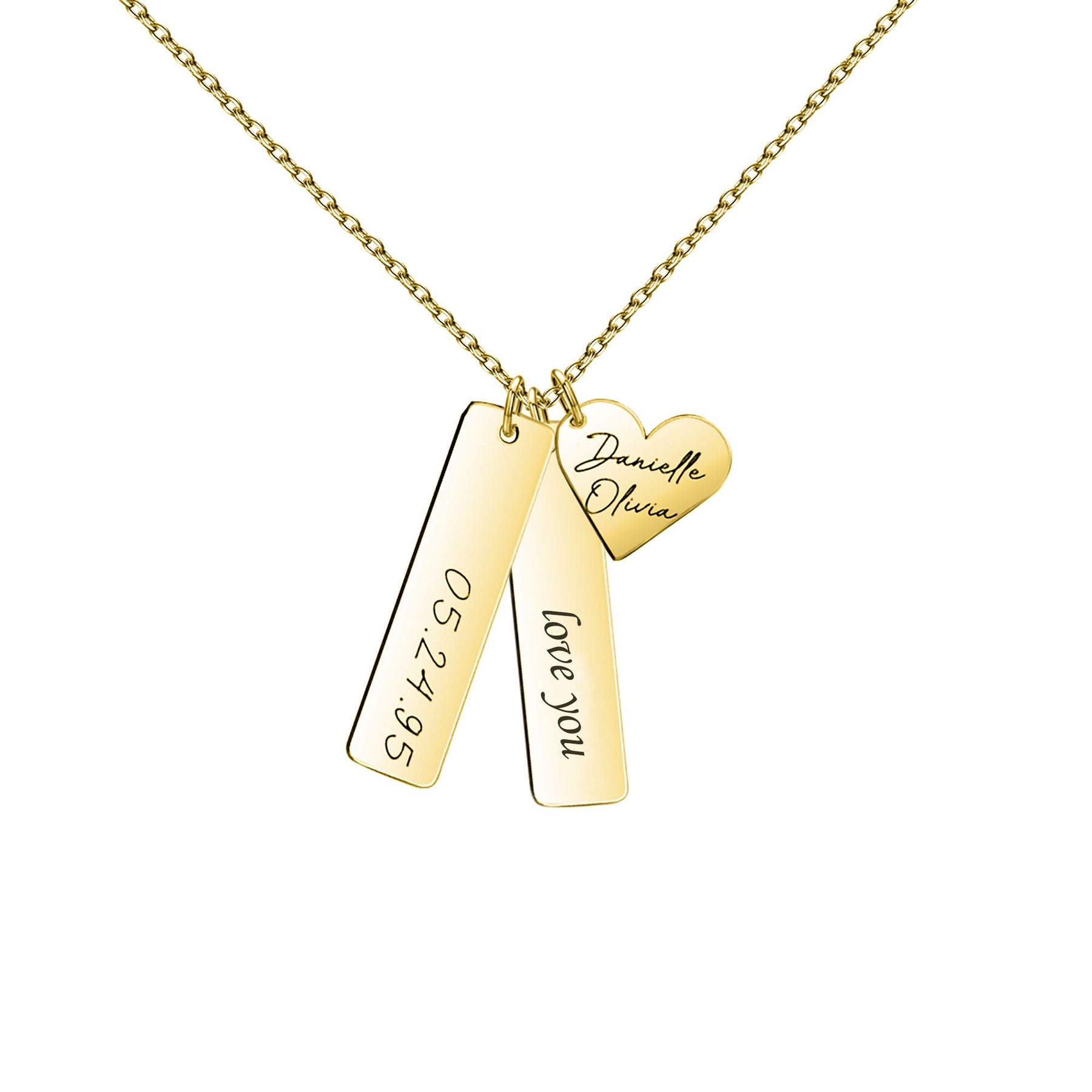 Heart-shaped Necklace Personalized Engraved Name Text Pendant