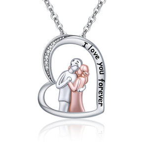 Rose Paar Herz Liebe Anhänger Kette 925 Sterling Silber Ehemann umarmt Ehefrau Halskette für Frauen Edlen Schmuck Valentinstag Geschenk