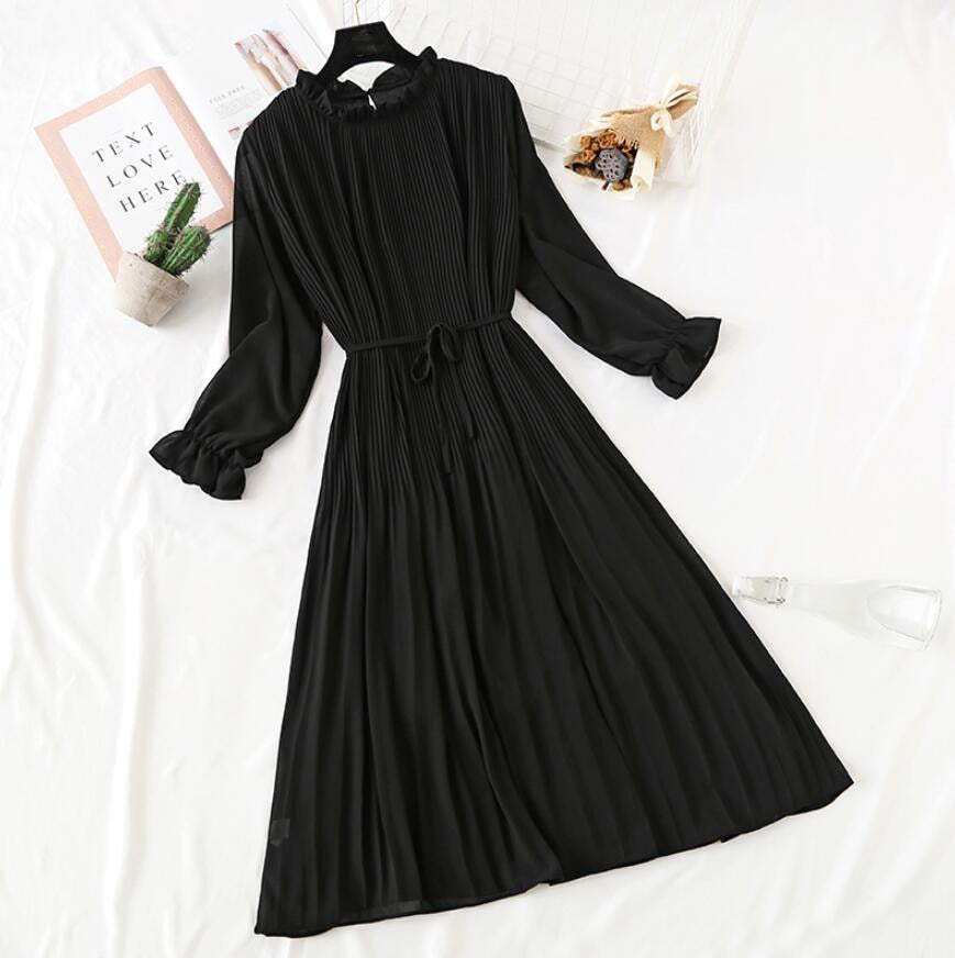 Polka Dot Women Dress Flare Sleeve Office Chiffon Dot Print Dresses A-line Vintage Vestidos