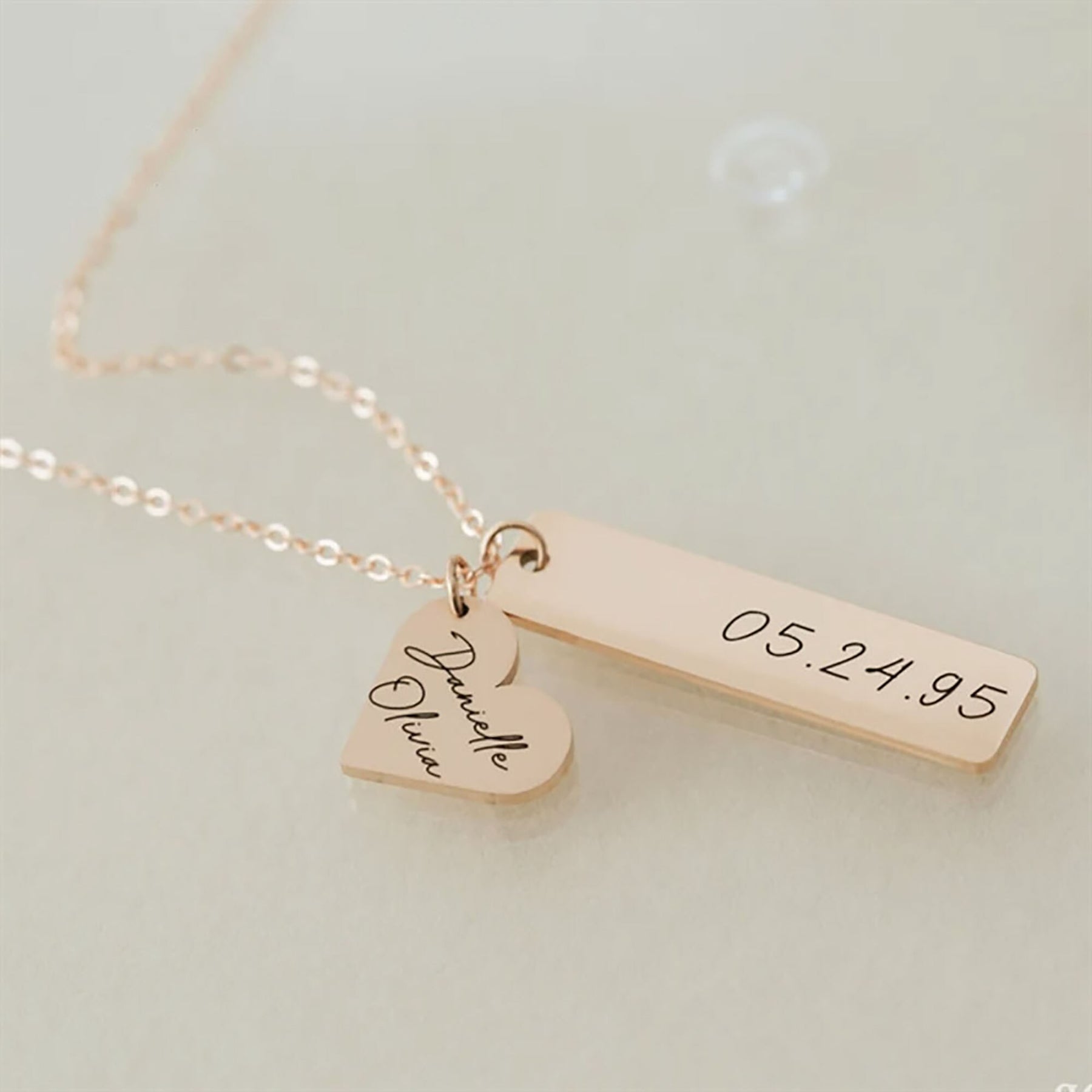 Heart-shaped Necklace Personalized Engraved Name Text Pendant