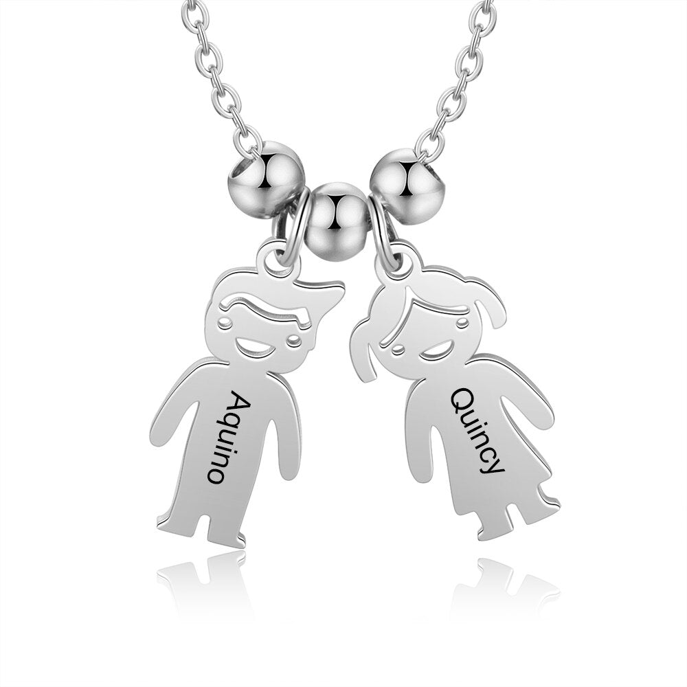 Collana personalizzata con nome inciso e ciondoli Boy Girl