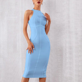 2022 New Summer White Women Bodycon Bandage Dress Elegant Tank Sexy Sleeveless Dresses