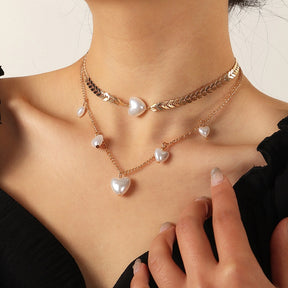 Collana di perle a onda d'acqua per donna Collana con colletto a forma geometrica in metallo grande e affascinante