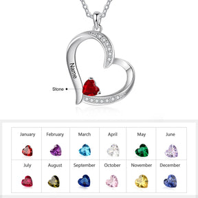 Personalisierte 1-6 Name Gravur Herz Anhänger DIY Birthstone Halskette