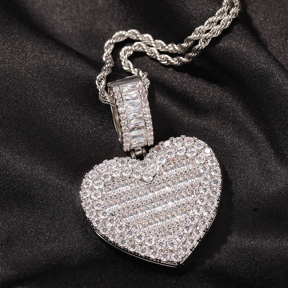 Large Size Heart Shape Custom Photo Locket Frame Pendant love necklaces for her