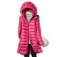 Ultralight Thin Down Jacket White Duck Down Hooded long Jackets  Long Sleeve