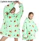 Printed Wearable Blanket Hoodie Fleece Warm Kids Sleepwear Hoody Sweatshirt