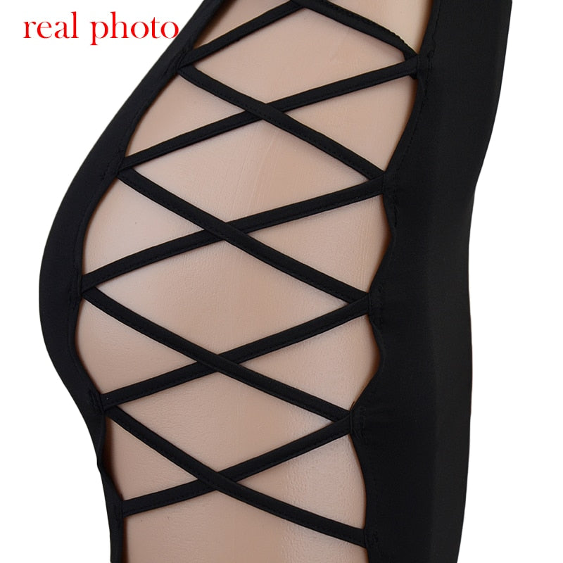 Elegant Black Sleeveless Bandage Dress for Women Club Party Backless Tank Dresses