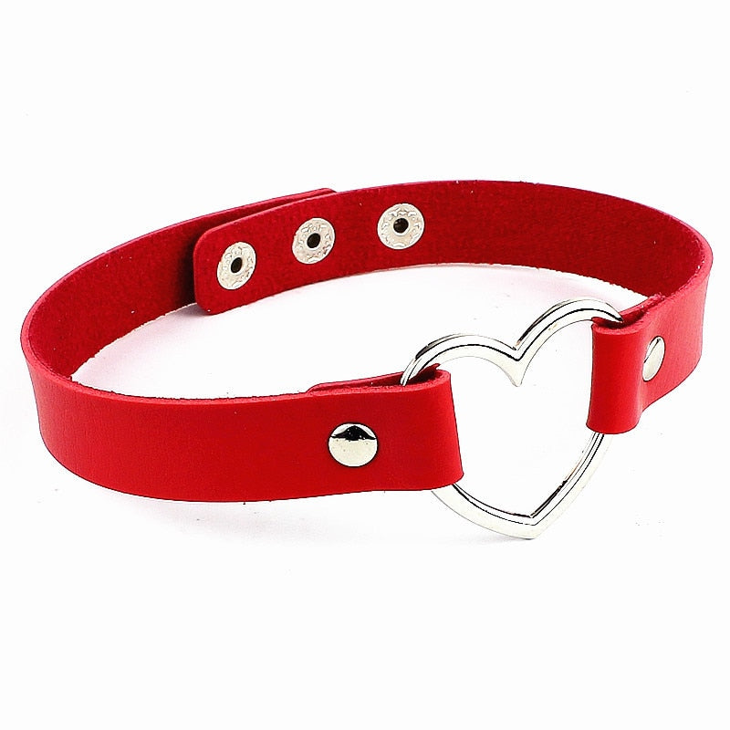 Nuova collana gotica punk del collare dell'inarcamento del cuore della catena del choker del cuoio dell'unità di elaborazione