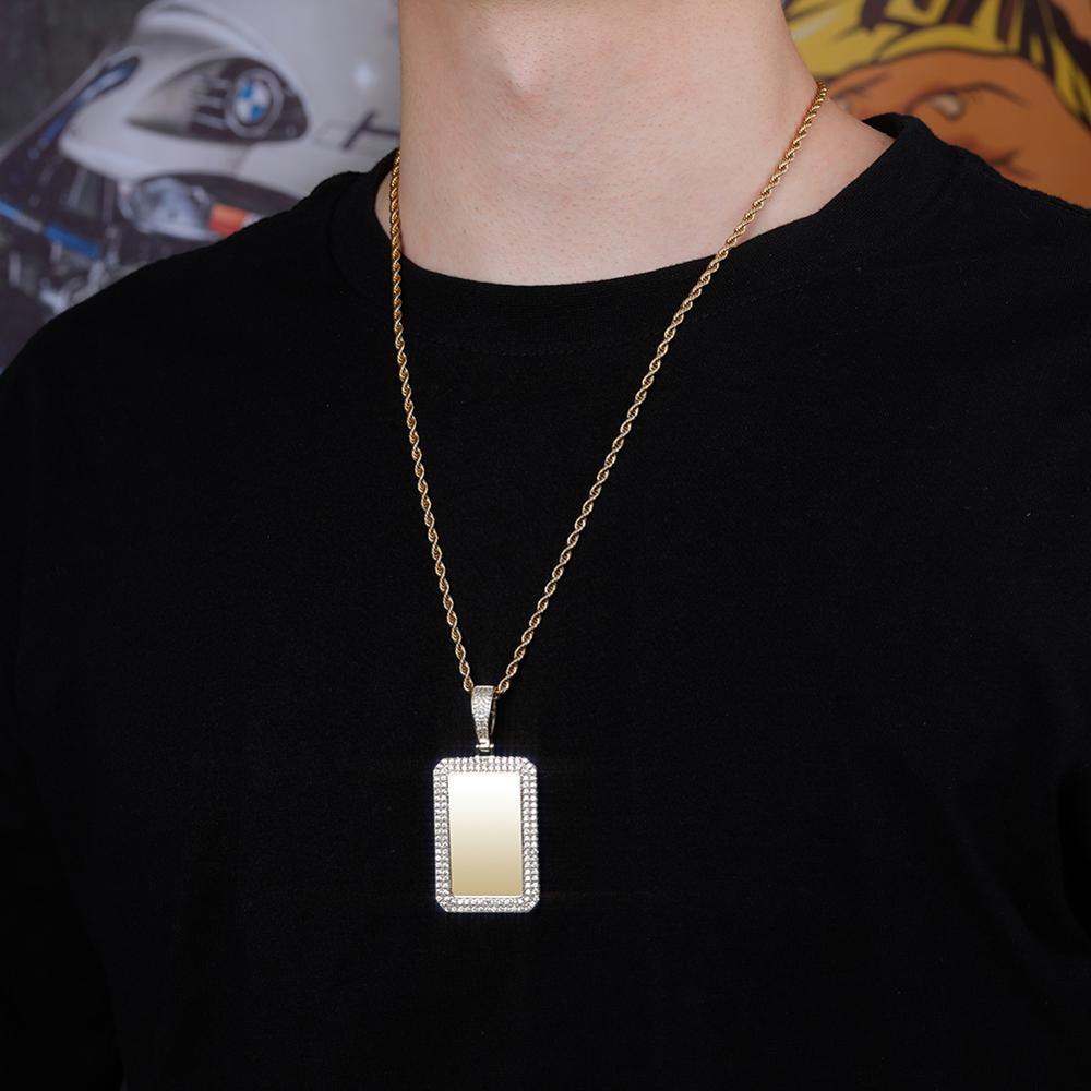 custom photo square medallion pendant hip hop fashion jewelry