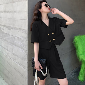 Fashion Office Short Sets Women Korean Loose Two Piece Suits Summer Thin