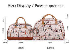 Women Travel Bags PU Leather Large Capacity Waterproof Print Luggage Duffle Bag