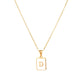 18K Golden Chain Necklaces Male Square Natural Shell Initial Letters Pendant Stainless Steel Jewelry