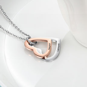 Mixed Rose Gold Color Heart Pendant Name Necklace