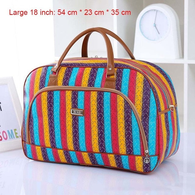 Women Travel Bags PU Leather Large Capacity Waterproof Print Luggage Duffle Bag