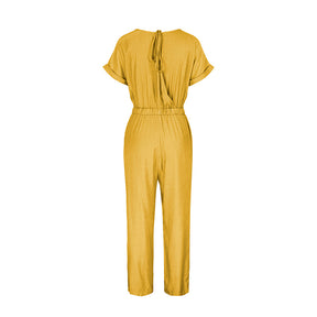 2022 Streetwear Frauen Jumpsuits Langer O-Ansatz Polyester One Piece Outfi Sommerkleidung