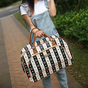 Women Travel Bags PU Leather Large Capacity Waterproof Print Luggage Duffle Bag