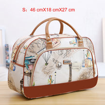 Women Travel Bags PU Leather Large Capacity Waterproof Print Luggage Duffle Bag