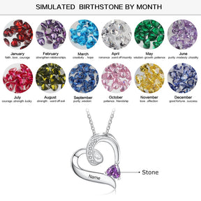 Personalizzato Birthstone Personalizzato Incidere Nome Collana Ciondoli Cuore