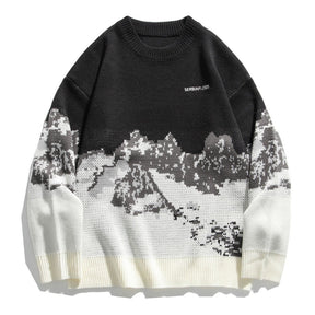 Hip Hop Snow Mountain Knitted Jumper Sweaters Streetwear