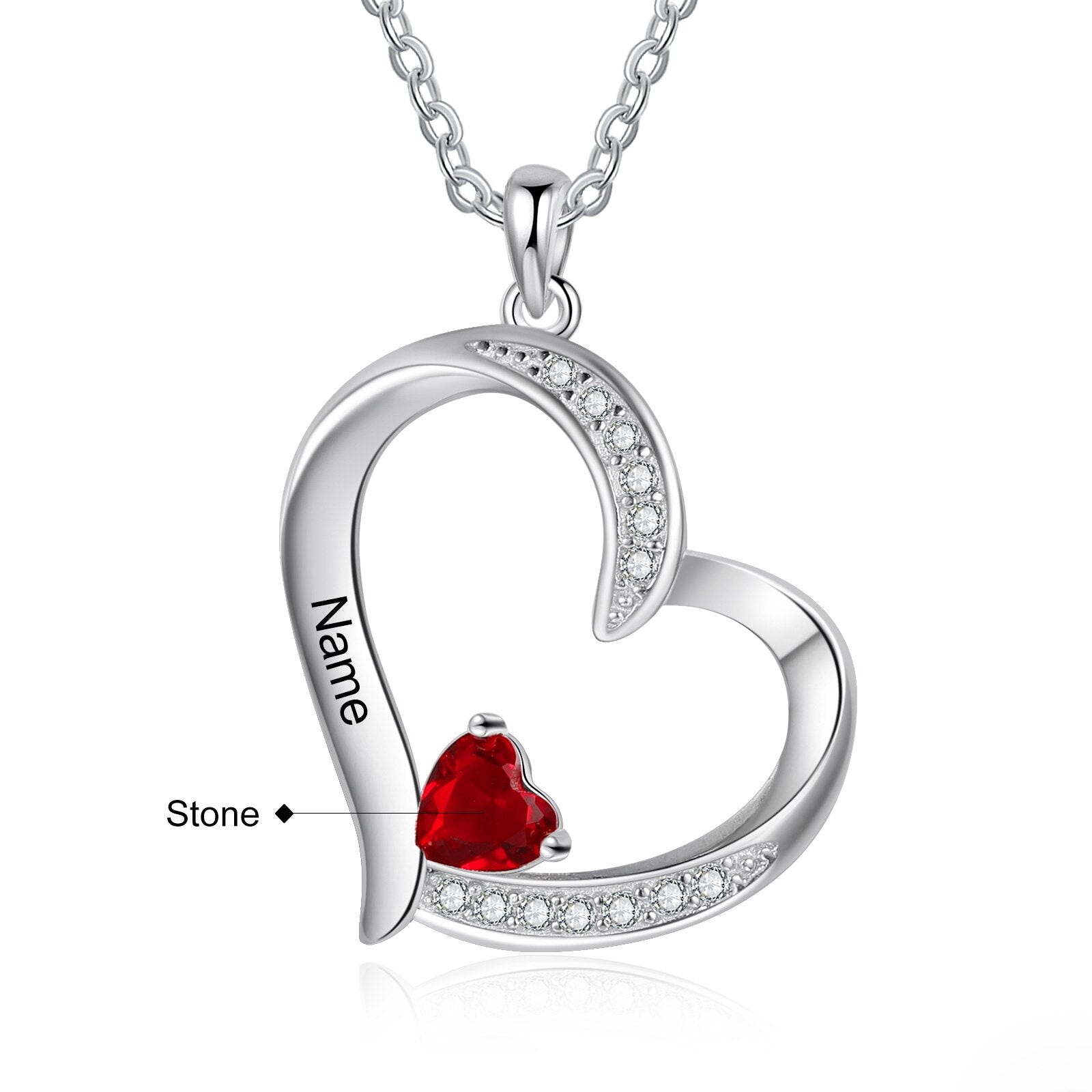 Personalisierte 1-6 Name Gravur Herz Anhänger DIY Birthstone Halskette