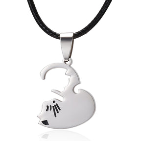 Collana con cuciture a forma di gatto bianco nero Amicizia a forma di cuore Gioielli in coppia con gatto bianco in oro