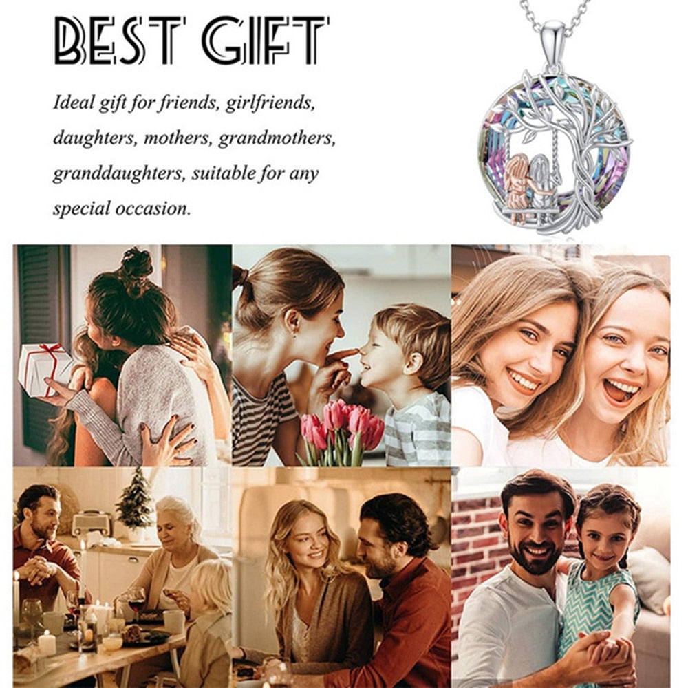 Friendship Round Sisters Pendant Necklace Natural Crystal Sisters Jewelry necklace