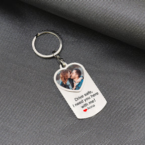 Stainless Steel Car Keyring Personalised Photo With Text Memory Gifts