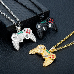 Rhinestones Handle Necklaces gamepad Necklaces for Women Men Game Controller Pendant