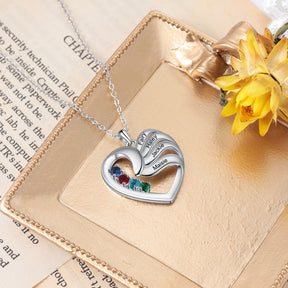 2-5 Names Customized Birthstone Fashion Memorial Heart Necklace