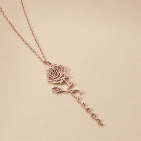 Custom Name Necklace Handwriting Style With Flower Personalized Name Jewelry