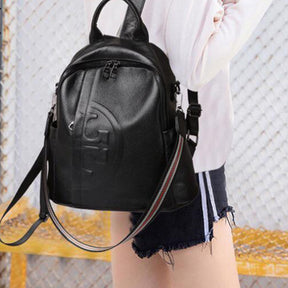 Genuine Real Cowhide Leather Backpack High Quality Women's Bag Durable Dirty Student School Bag