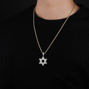 Hip Hop Zirconia Stone Star Of David Pendant Necklaces