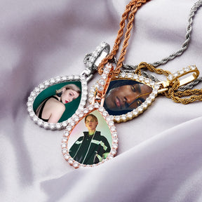 Custom Photo Pendant  Drop-shaped Medal Pendant Necklace  Hip Hop Jewelry