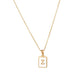 18K Golden Chain Necklaces Male Square Natural Shell Initial Letters Pendant Stainless Steel Jewelry