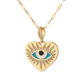 Boho Evil Bllue Eye Necklace for Women Men Snake All-seeing Eye Collar Necklace