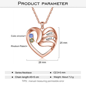 2-5 Namen Customized Birthstone Fashion Memorial Heart Halskette