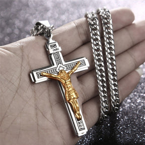 Personality Creative Jesus Cross Amulet Pendant Rock Casual Gift Catholic Christian Necklace