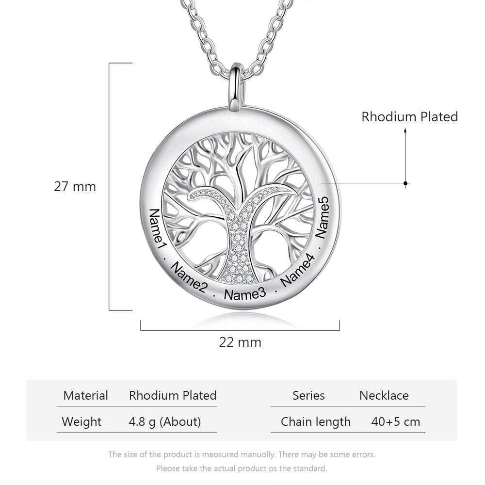 Tree Of Life Personalized Necklaces Family Jewelry Sliver Color Necklace&Pendant