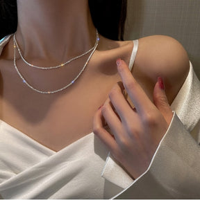 Water-wave Pearl Necklace For Women Charming Big Metal Geometric Statement Collar Necklace