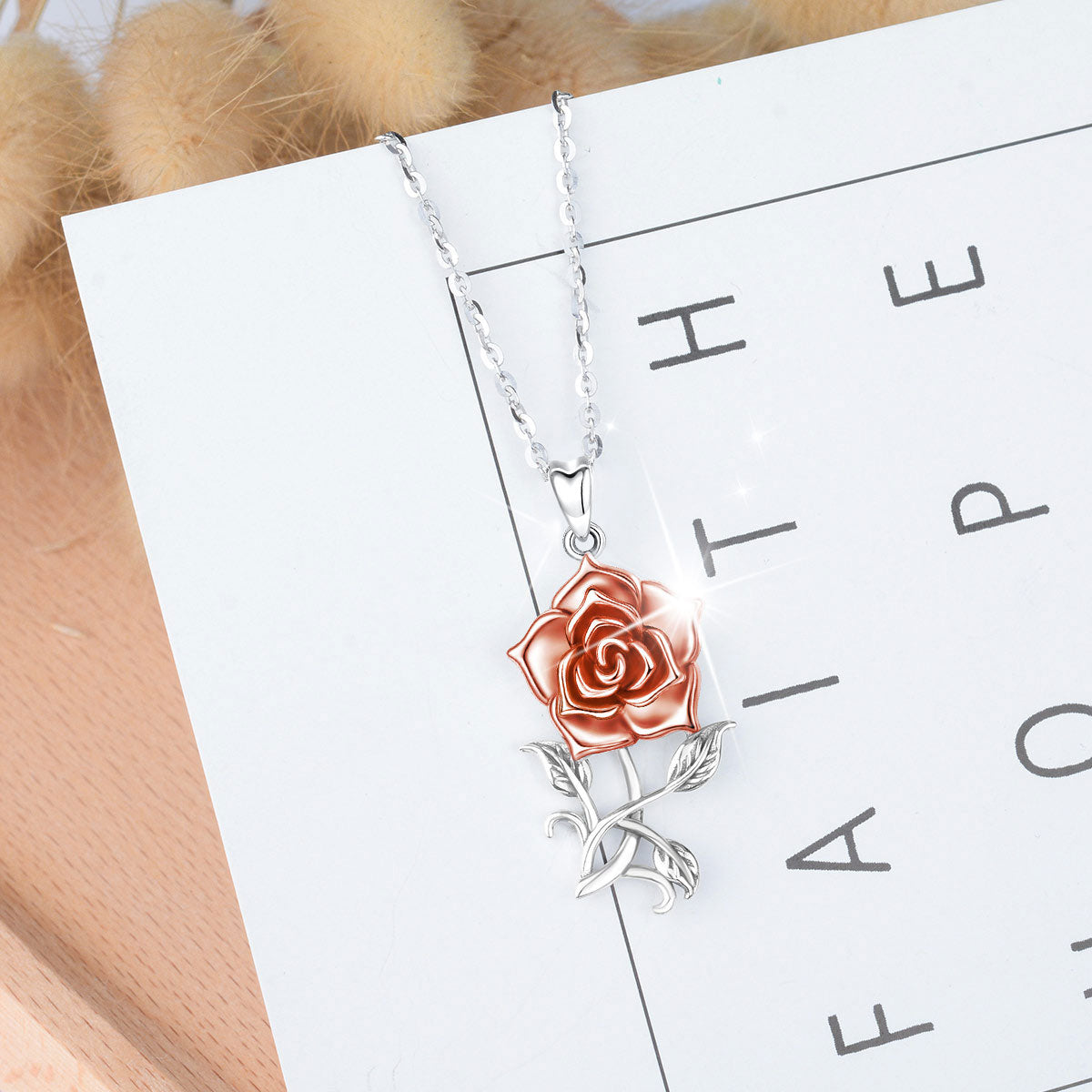 Rose Gold Rose Lover Anhänger Halskette mit Geschenk Vintage-Schmuck für Party-Geschenk