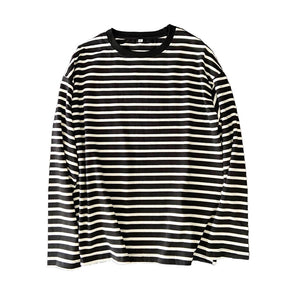 Women Striped Long Sleeve T-shirts Female Streetwear Autumn Spring Cotton Tees Tops