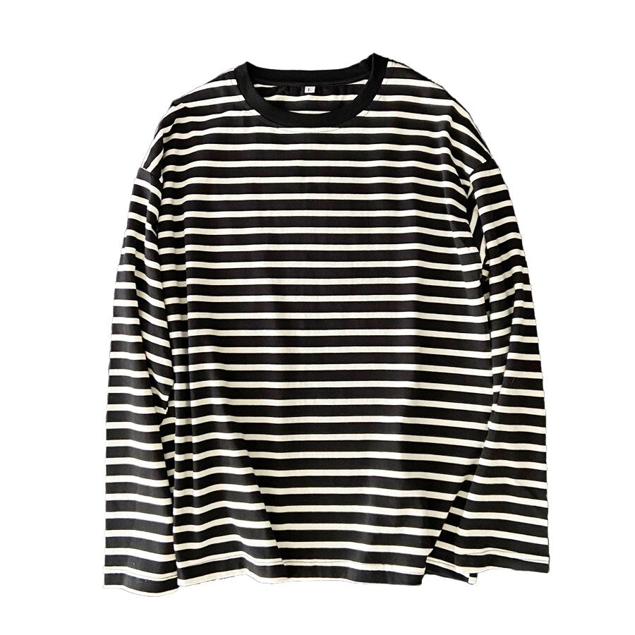 Women Striped Long Sleeve T-shirts Female Streetwear Autumn Spring Cotton Tees Tops