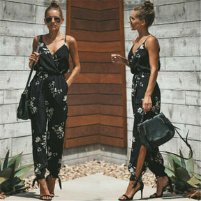 Women Sleeveless Loose Baggy Trousers Solid Romper Jumpsuit Cotton Print Broadcloth