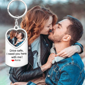 Stainless Steel Car Keyring Personalised Photo With Text Memory Gifts