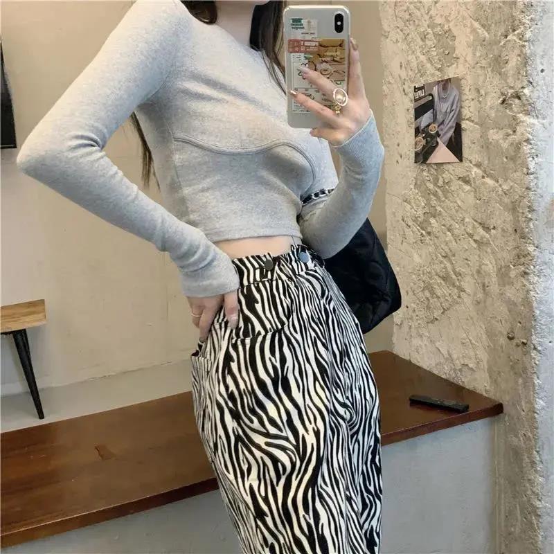 T-Shirt Frauen Design Brusttyp Crop Tops Herbst neue dünne lange Ärmel
