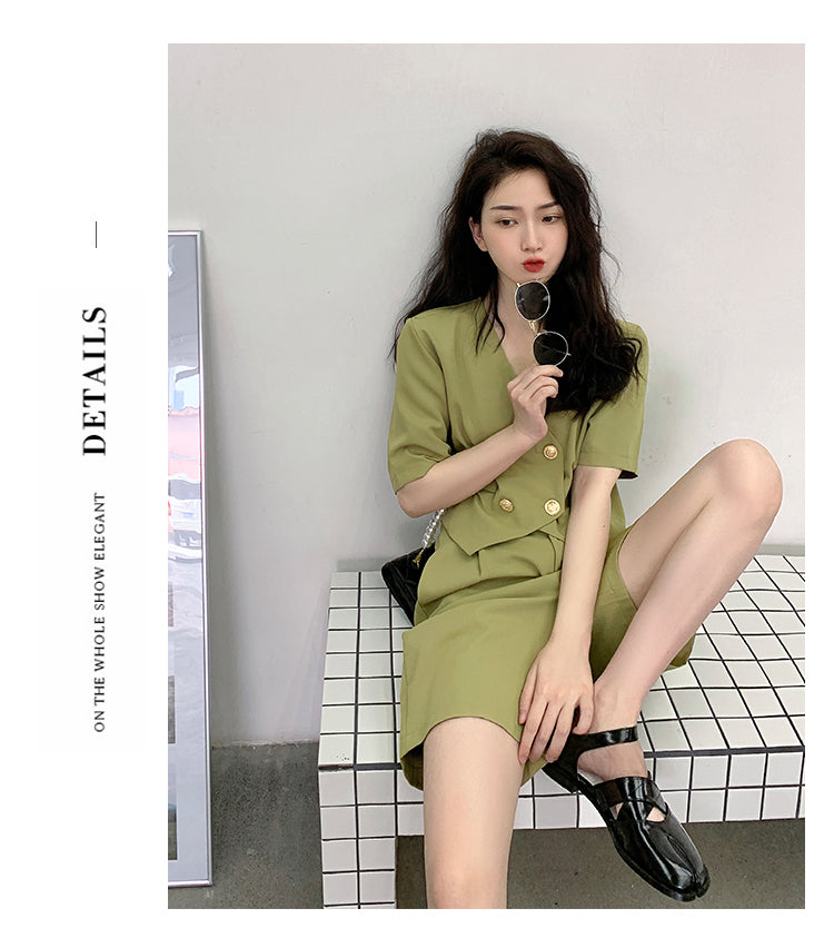 Fashion Office Short Sets Women Korean Loose Two Piece Suits Summer Thin